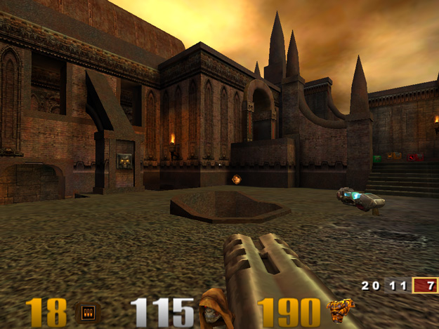 Quake 3 has a default field of view of 90° in 4:3 screen modes.