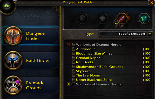 This is just a list of current dungeons available in Warlords of Draenor which has only just been released. Here's a full list of dungeons and raids.